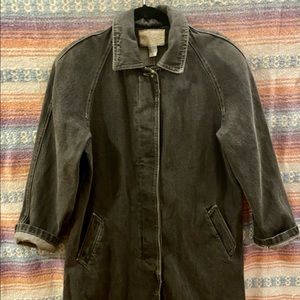 Learsi Black Washed Maxi Jacket with Slit and no Embellishments